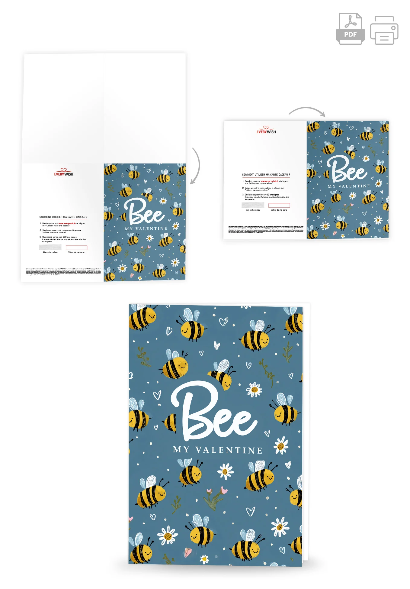 Bee my Valentine - Motif abeilles bleu - Image 4
