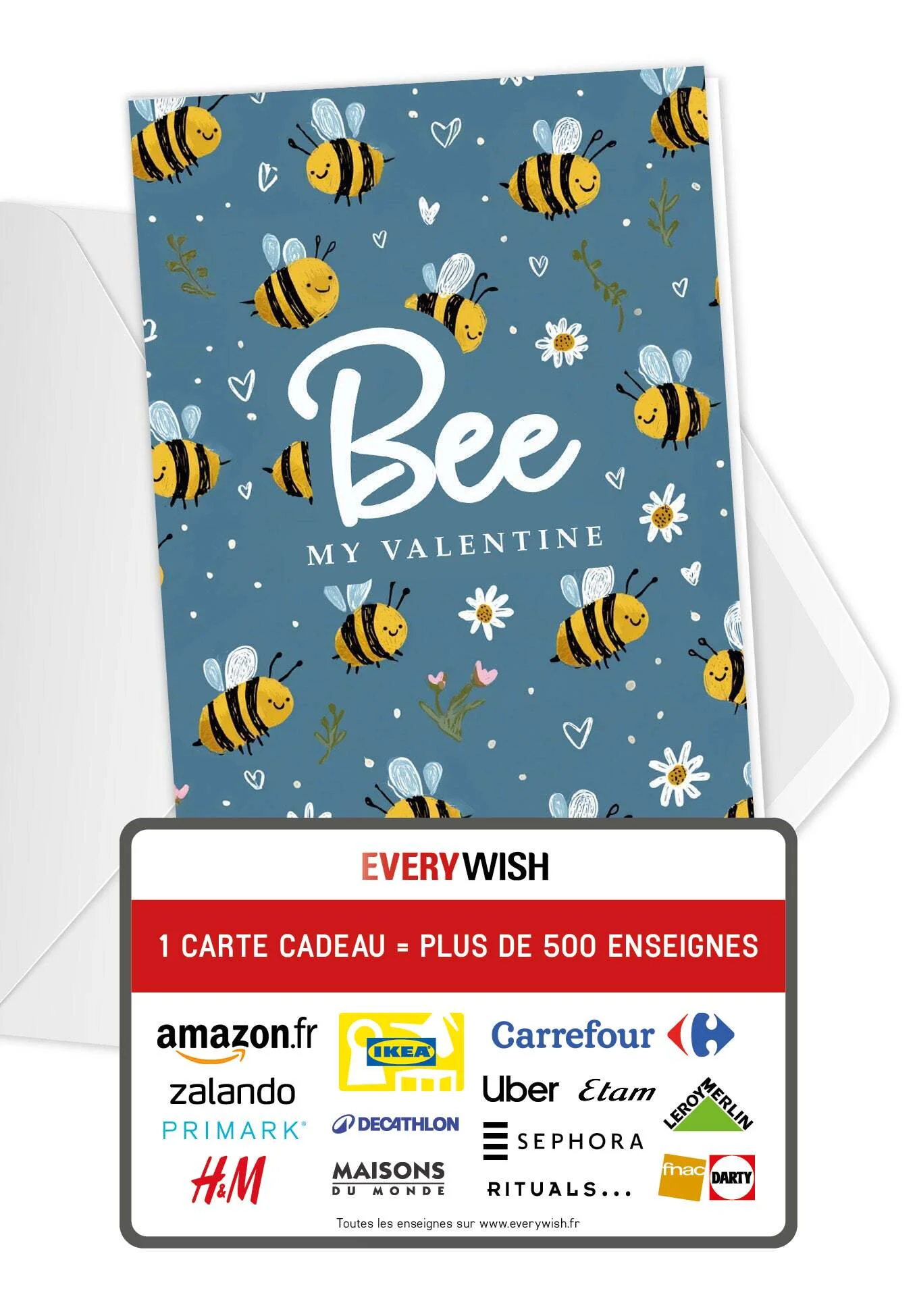 Bee my Valentine - Motif abeilles bleu PDF