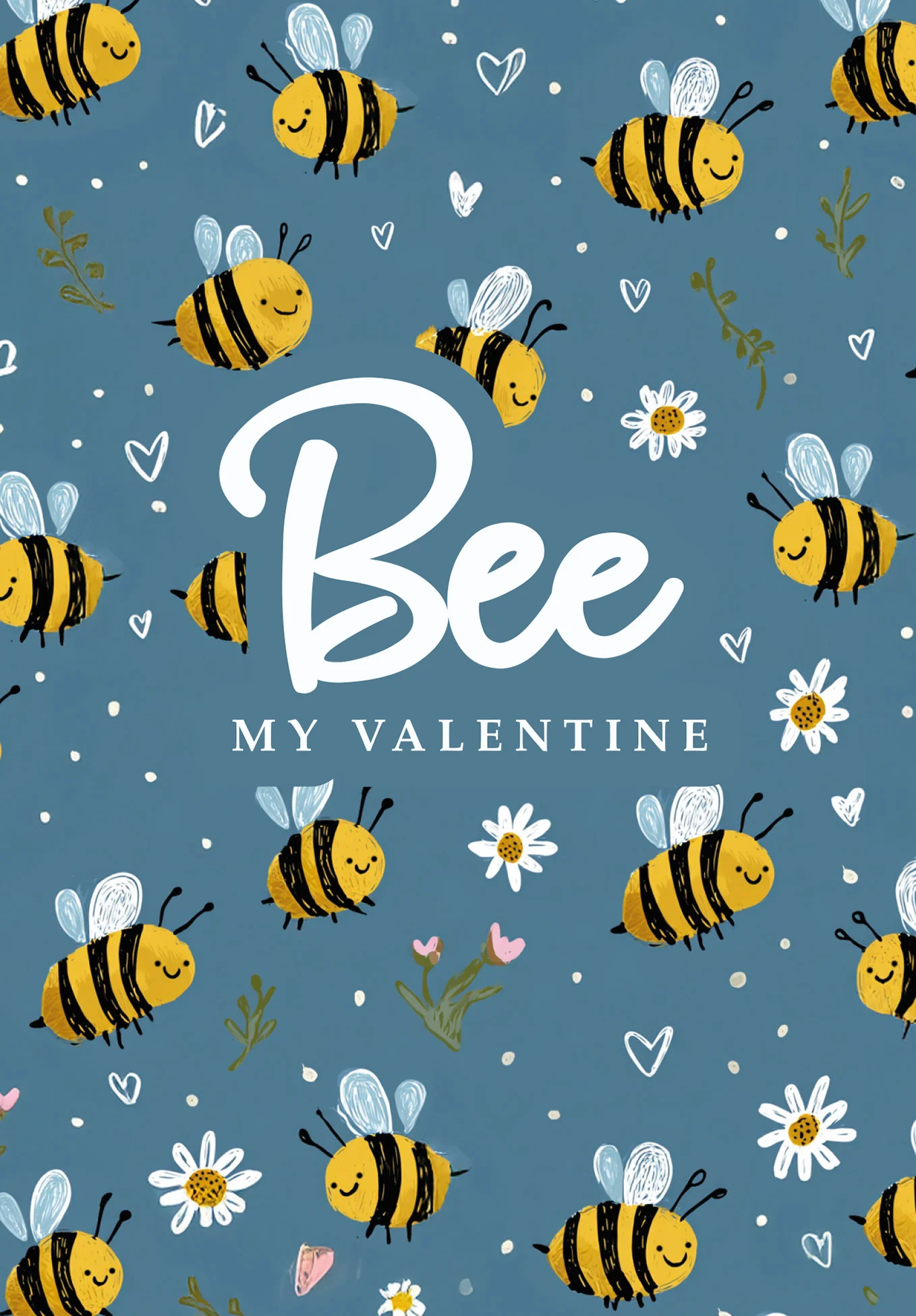 Bee my Valentine - Motif abeilles bleu PDF - Image 2
