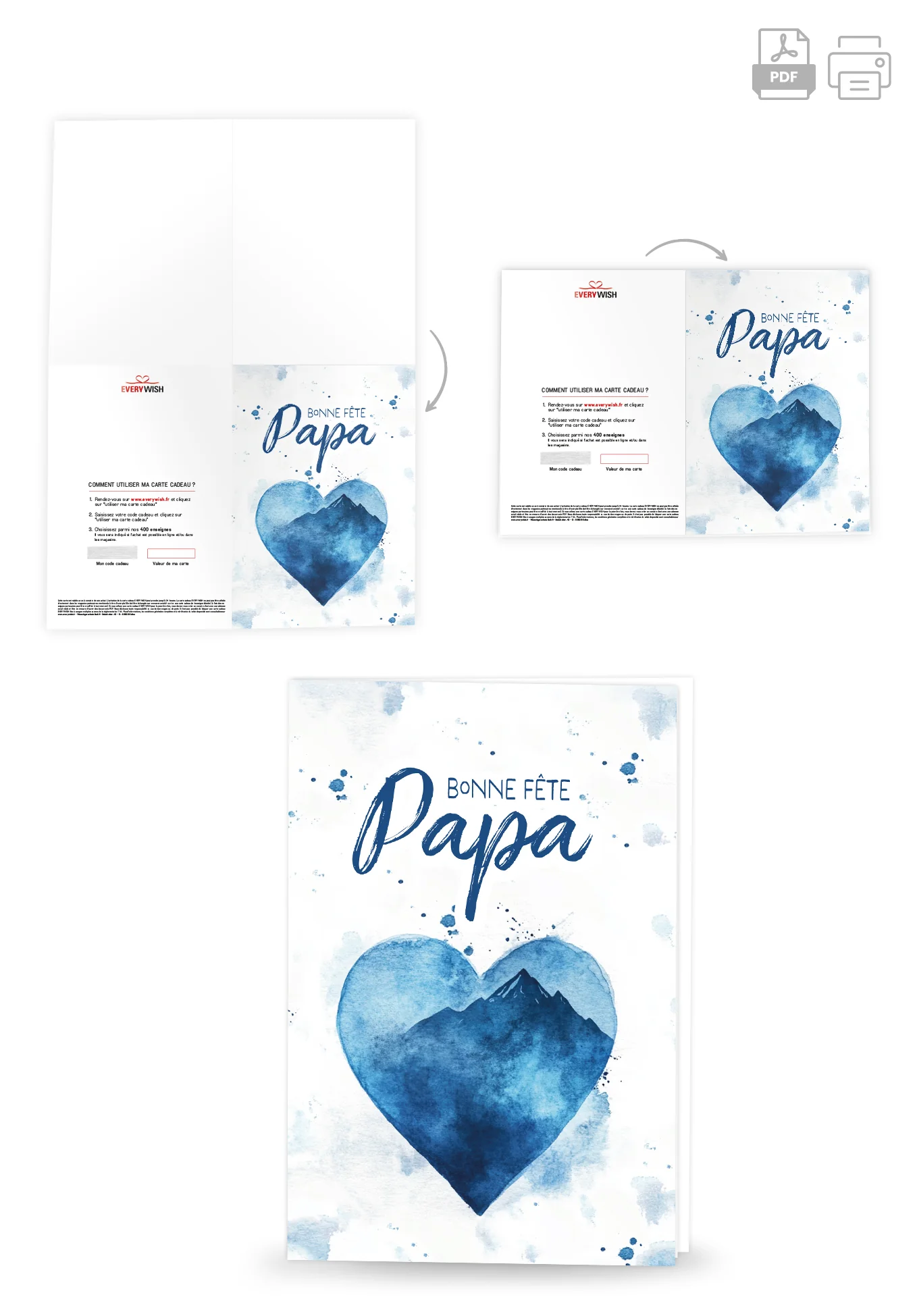Bonne fête Papa - Cœur aquarelle bleu - Image 4