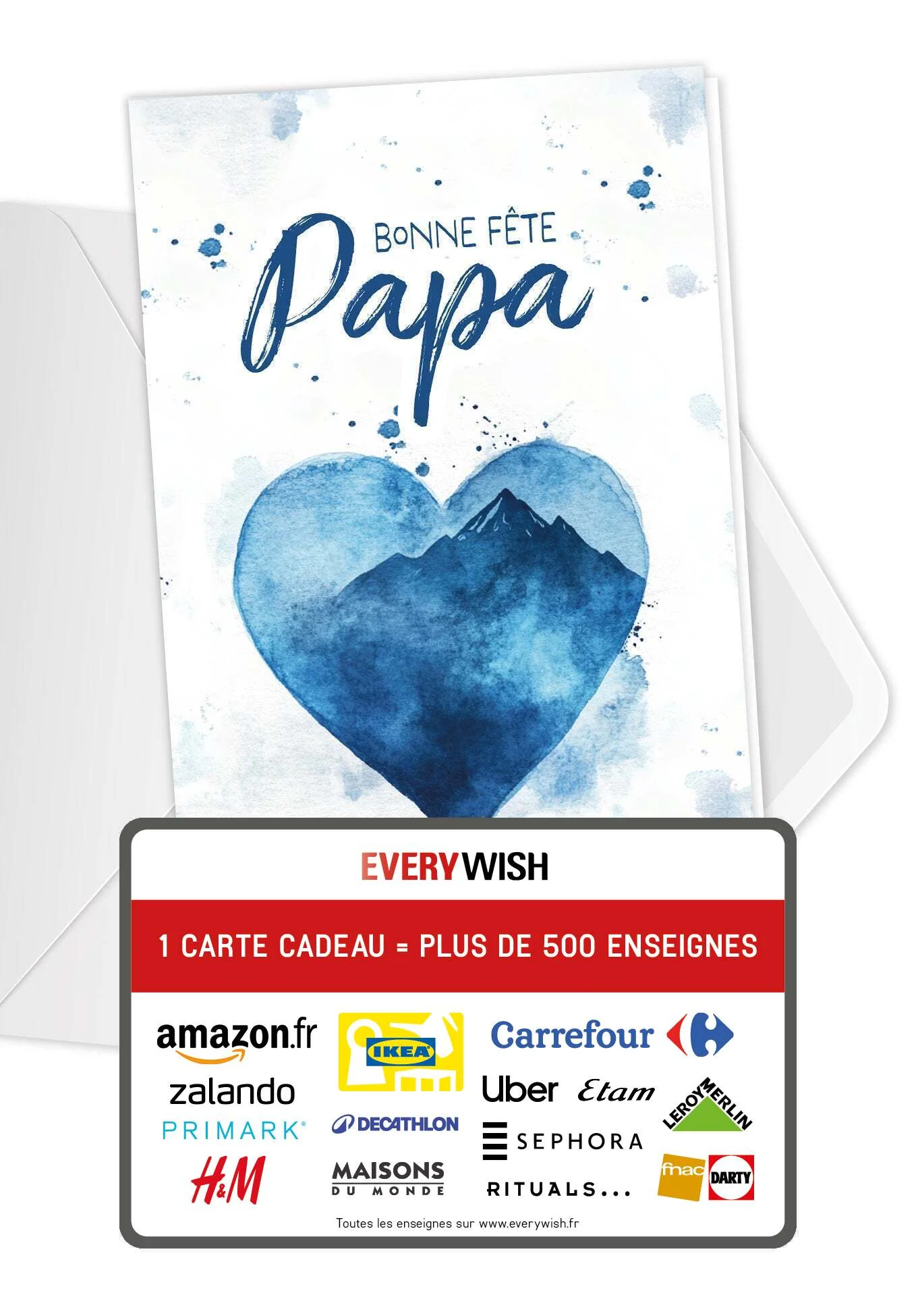 Bonne fête Papa - Cœur aquarelle bleu PDF