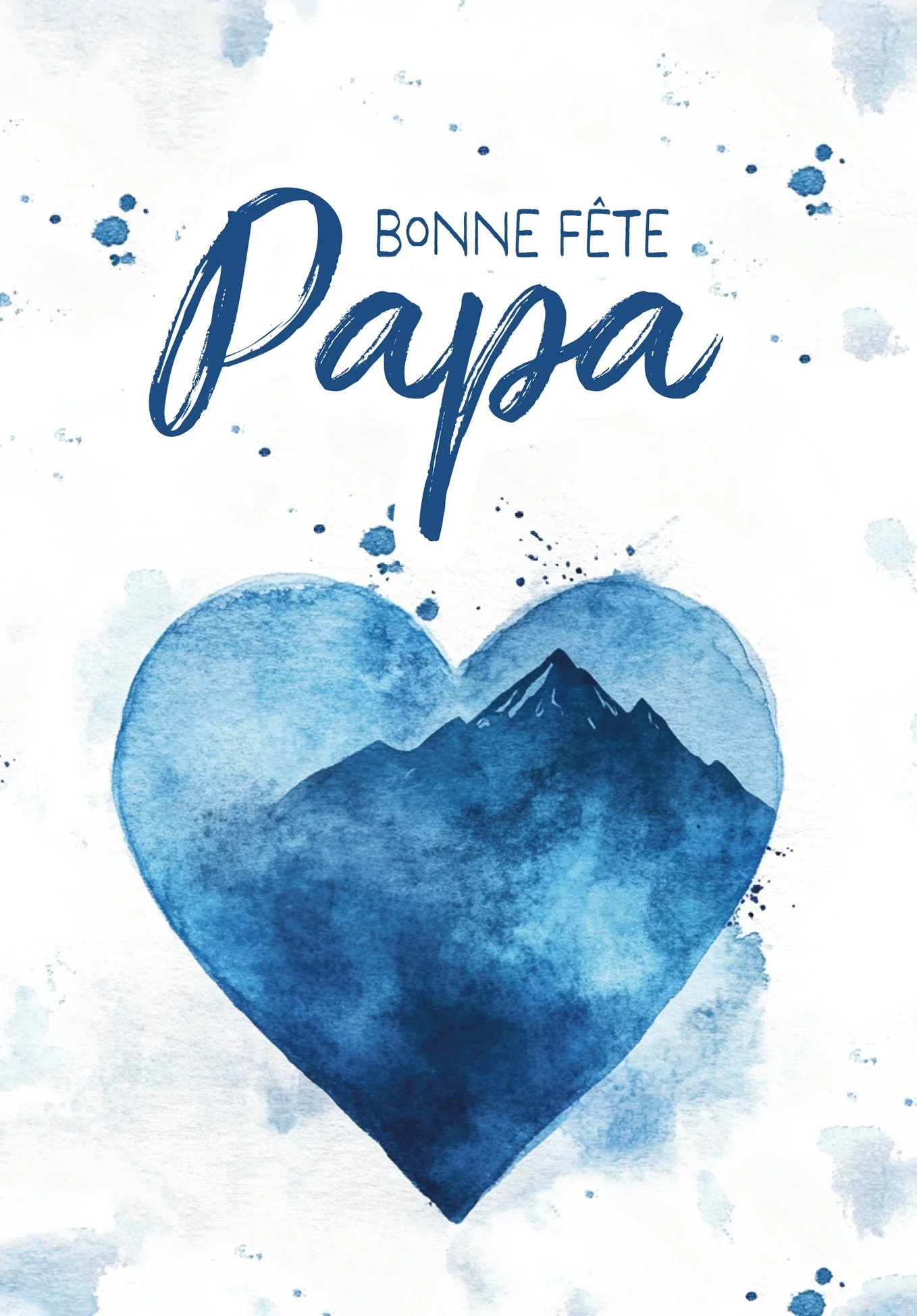 Bonne fête Papa - Cœur aquarelle bleu PDF - Image 2