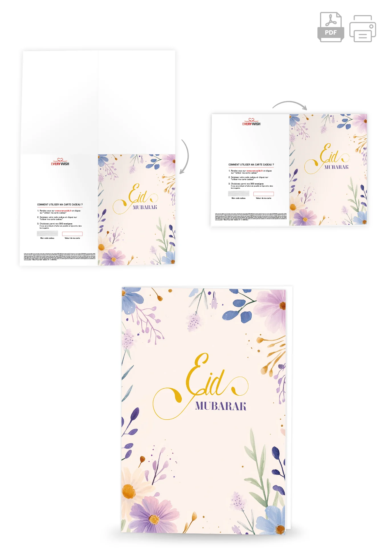 Eid Mubarak - Fleurs aquarelles Beige - Image 4