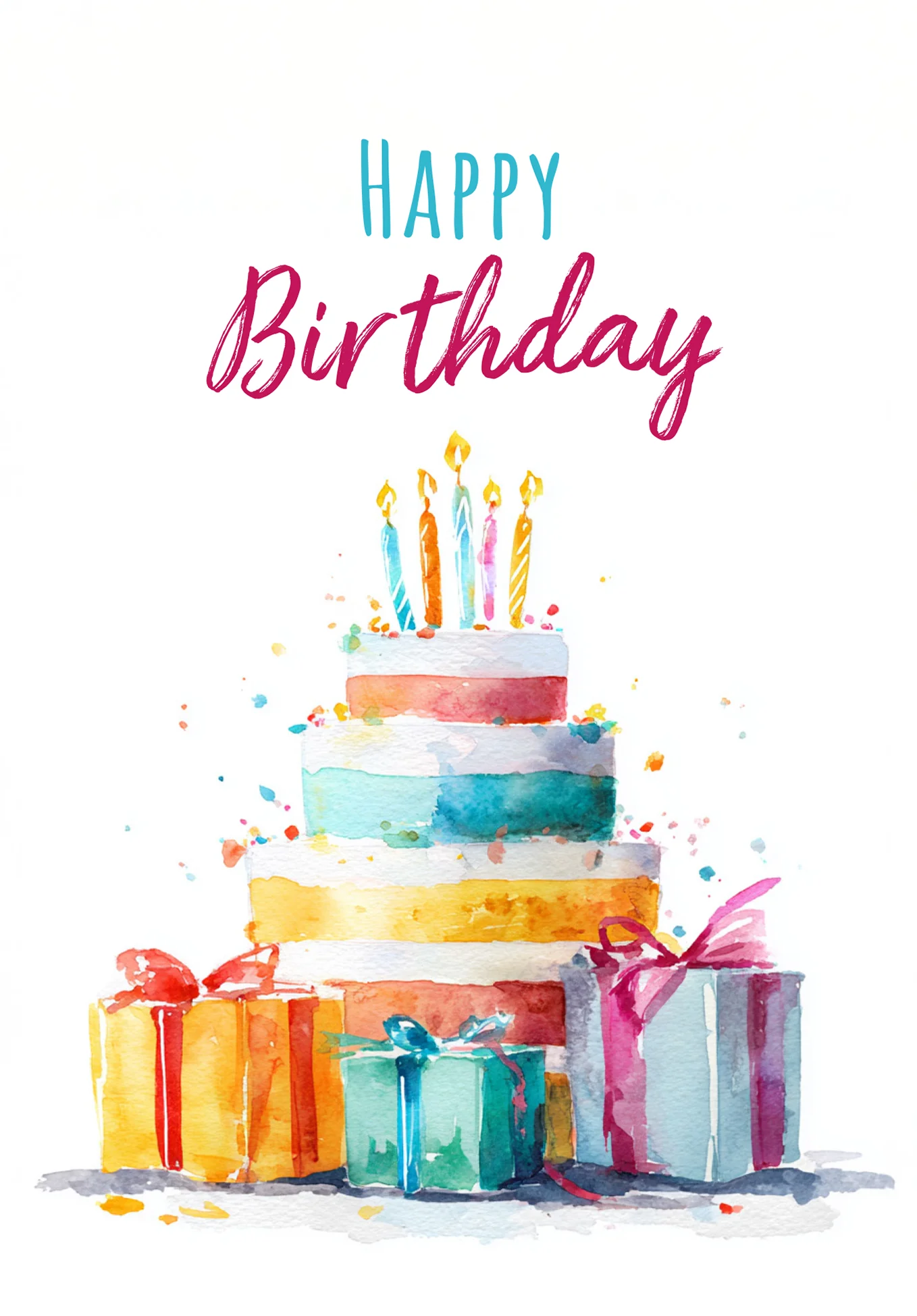 Happy Birthday - Gâteau aquarelle PDF - Image 2