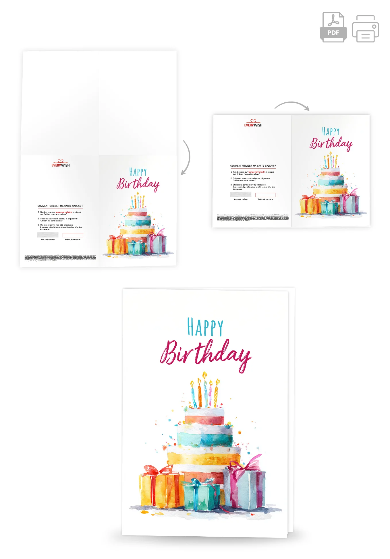 Happy Birthday - Gâteau aquarelle PDF - Image 4