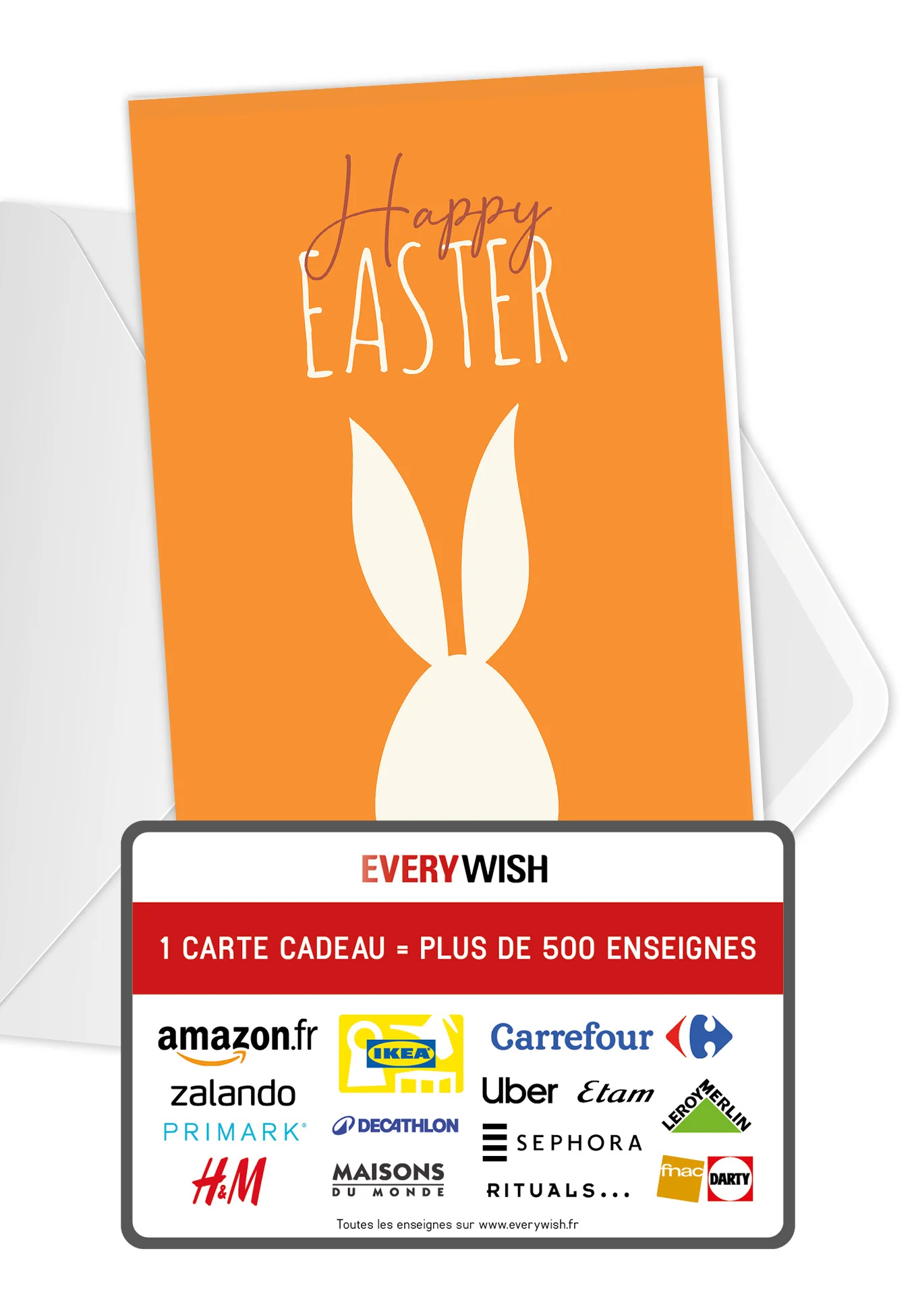 Happy Easter - Lapin blanc orange