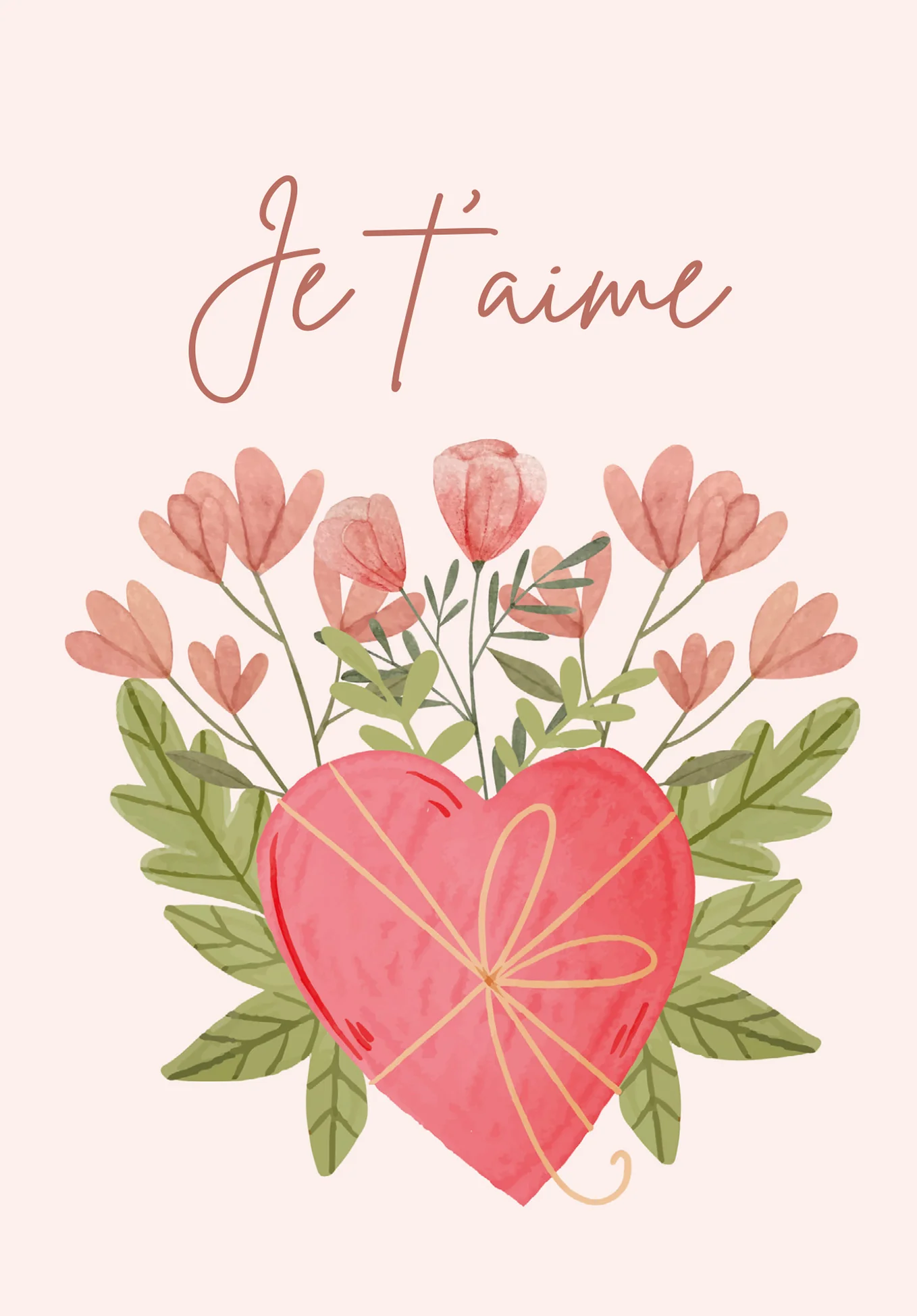 Je t'aime - Cœur avec fleurs - Image 2