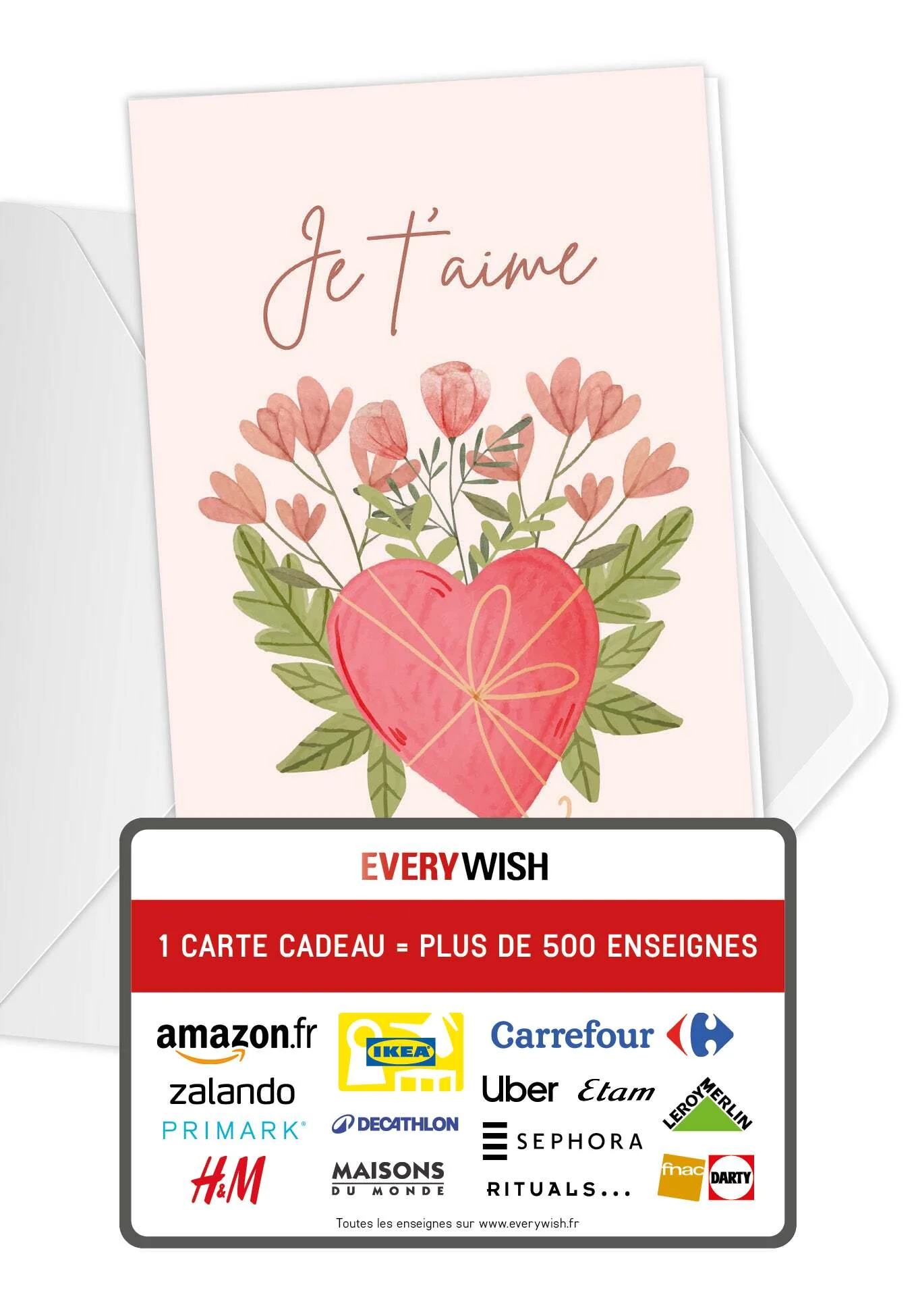 Je t'aime - Cœur avec fleurs PDF