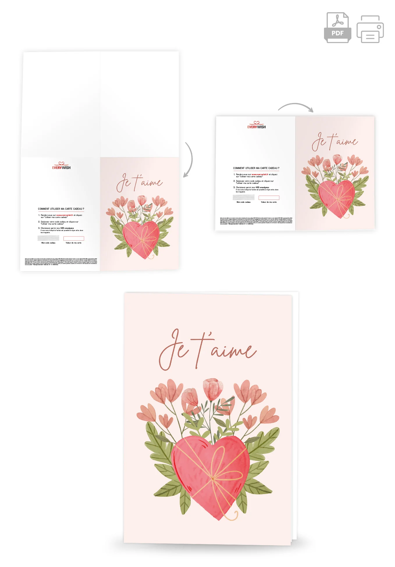 Je t'aime - Cœur avec fleurs PDF - Image 4