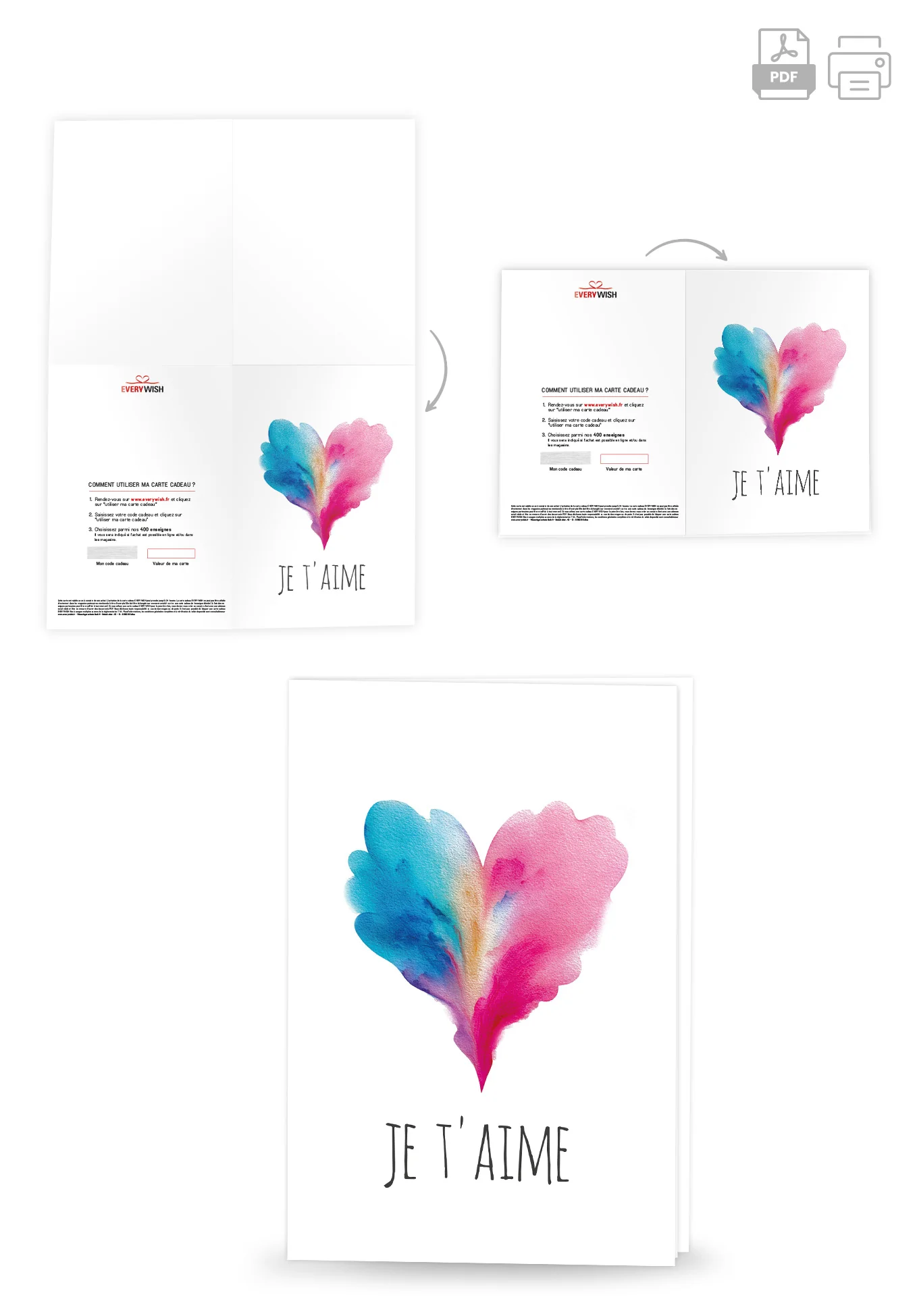 Je t'aime - Cœur bleu-rose - Image 4