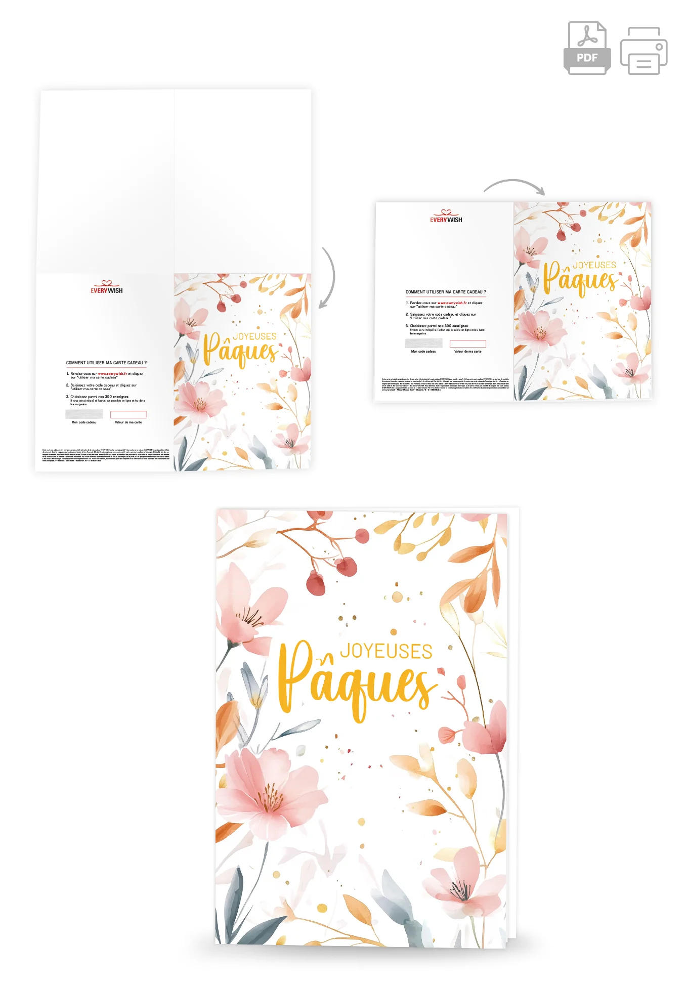 Joyeuses Pâques - Fleurs aquarelles roses - Image 4