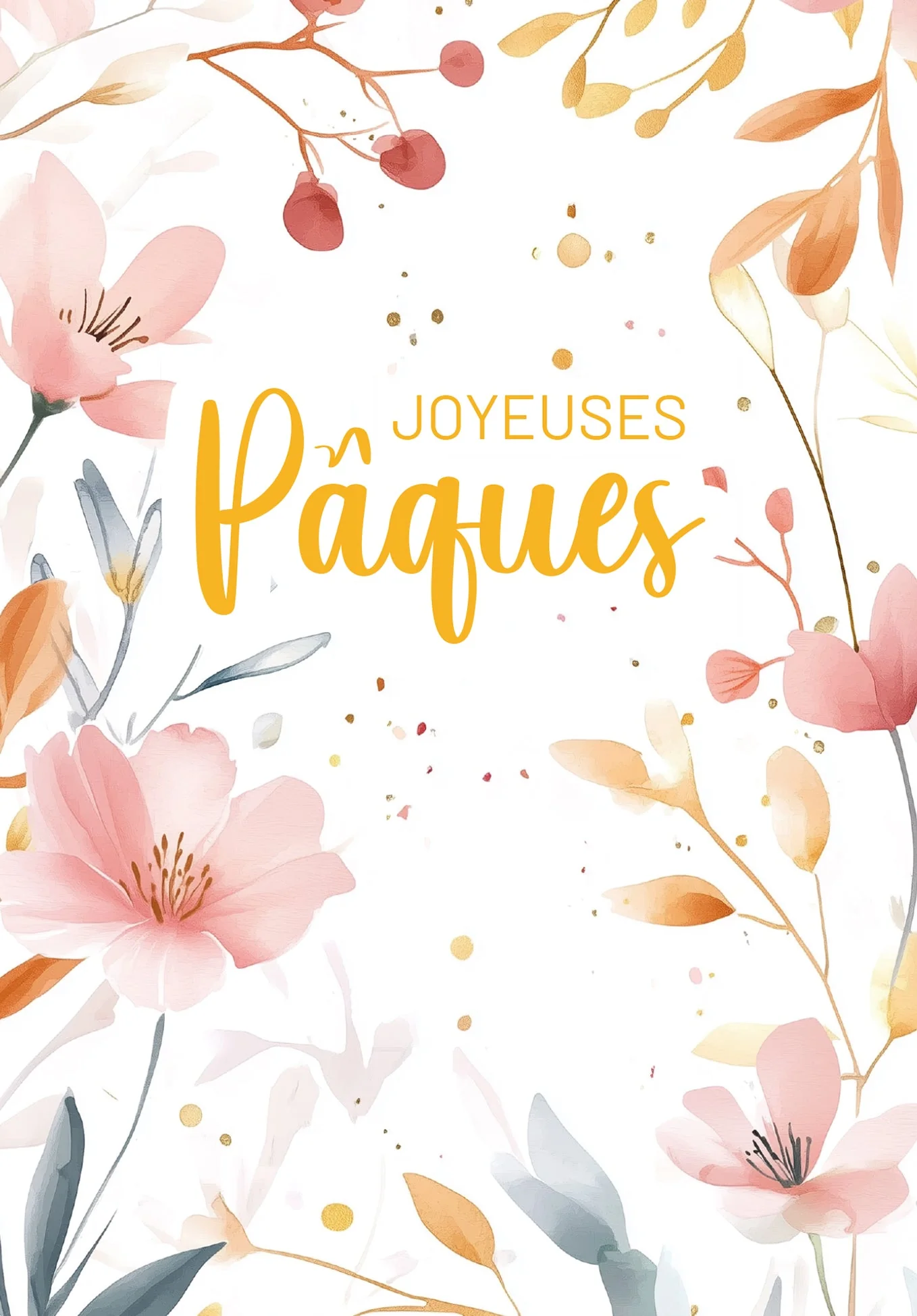 Joyeuses Pâques - Fleurs aquarelles roses PDF - Image 2
