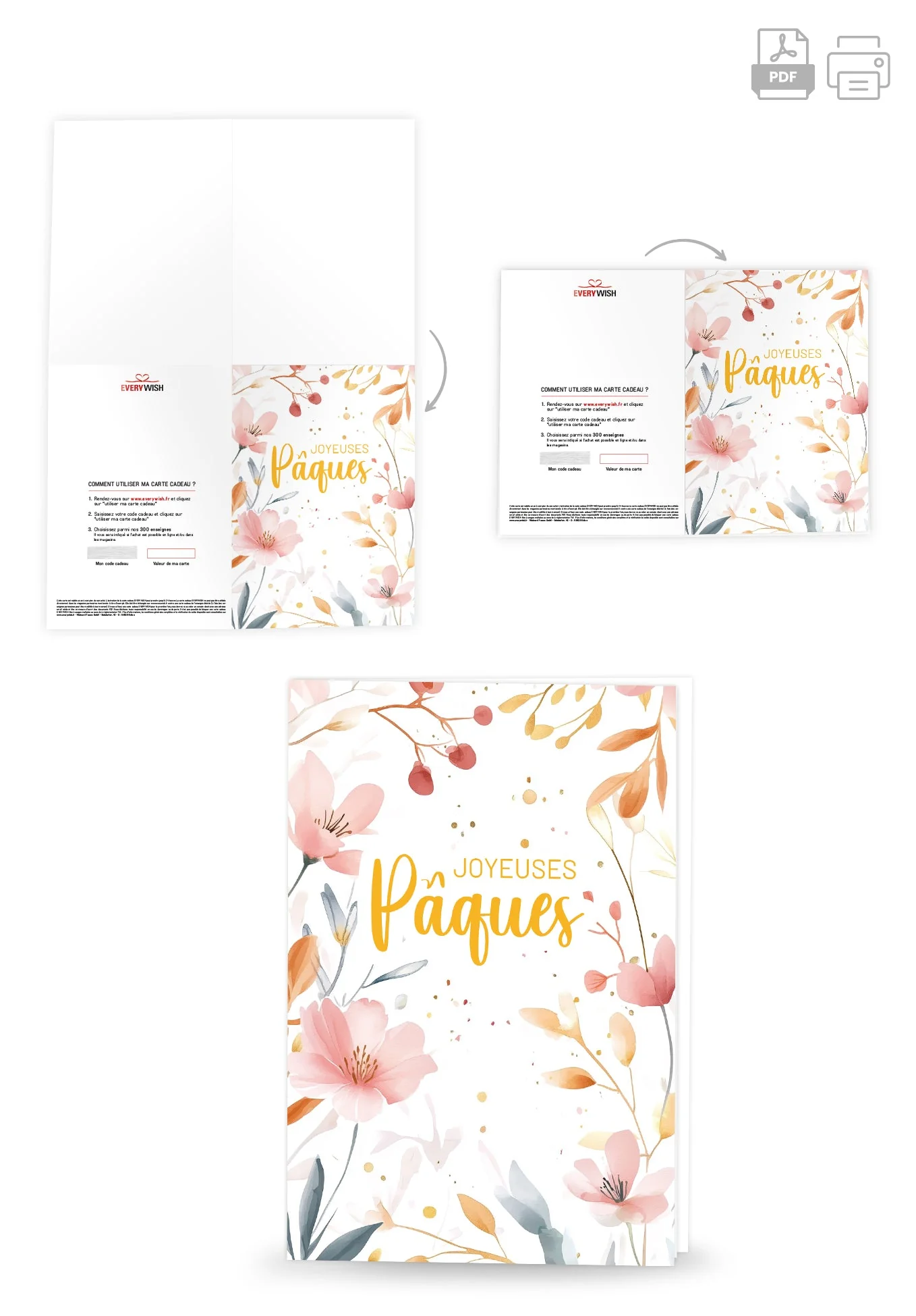 Joyeuses Pâques - Fleurs aquarelles roses PDF - Image 4