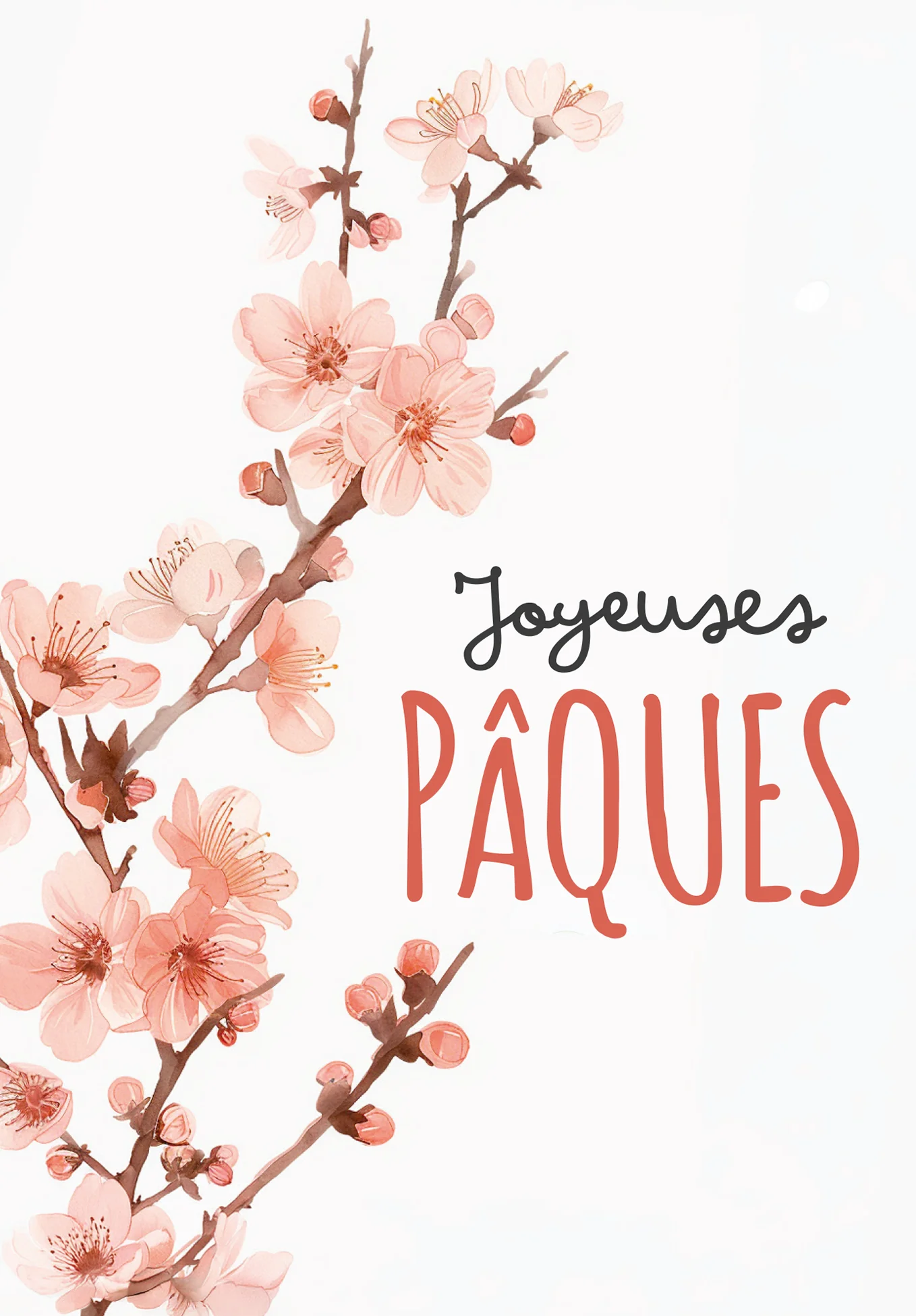 Joyeuses Pâques - Fleurs de cerisier à l'aquarelle - Image 2