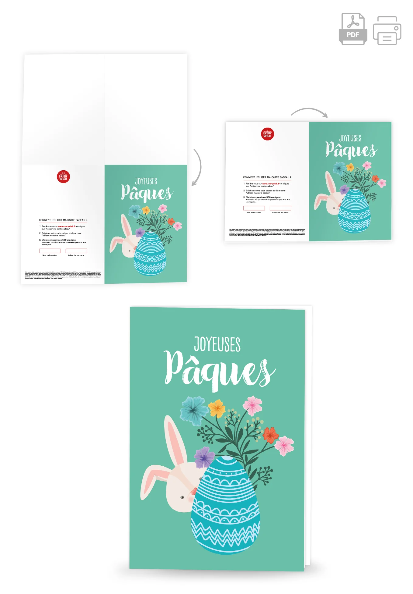 Joyeuses Pâques - Lapin avec œuf turquoise - Image 4