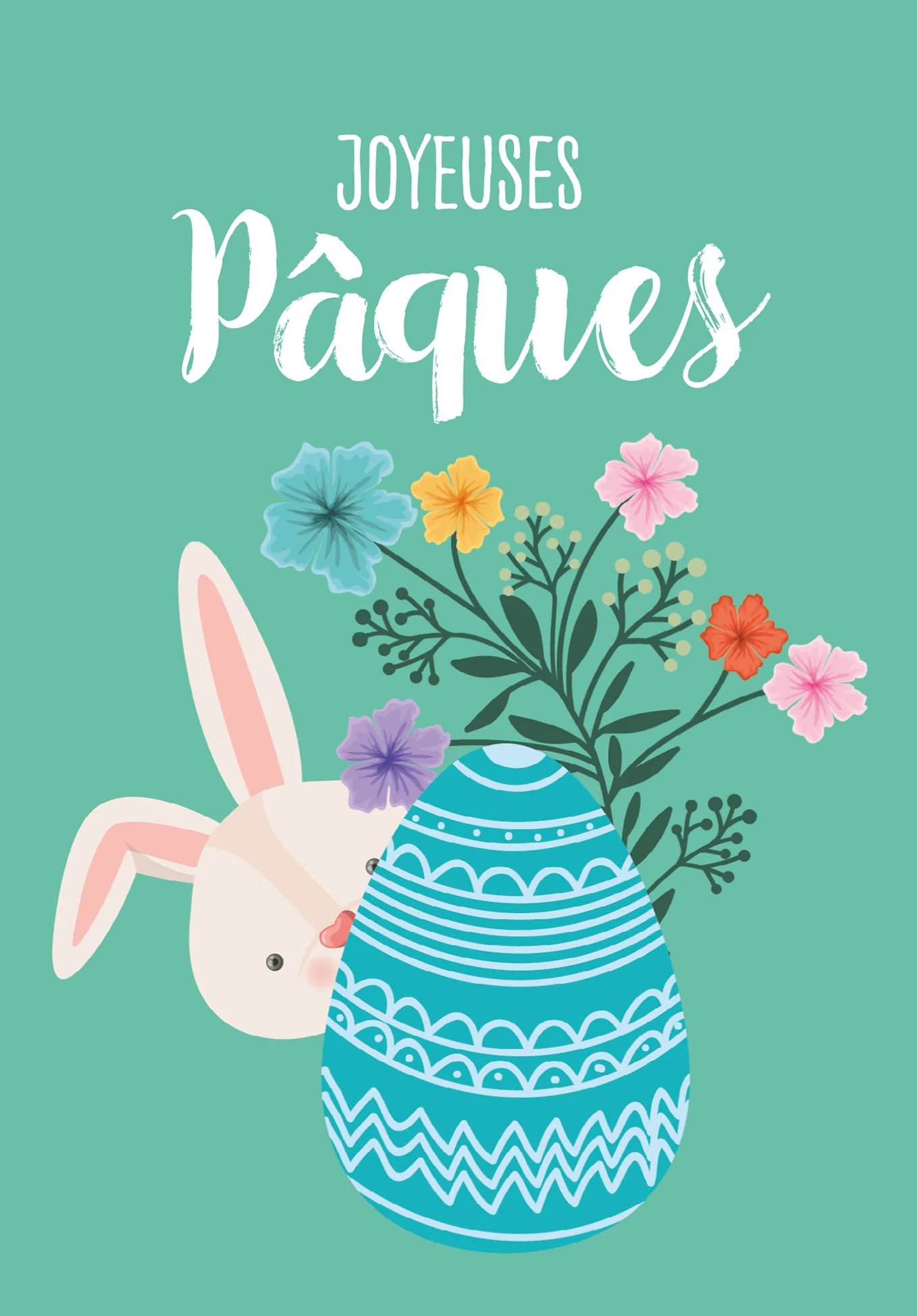 Joyeuses Pâques - Lapin avec œuf turquoise PDF - Image 2