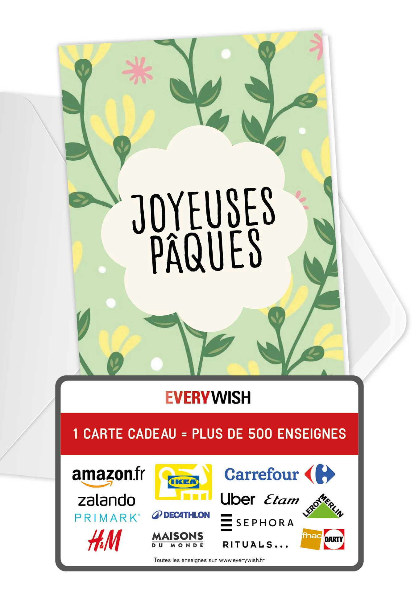 Joyeuses Pâques - Motif floral vert