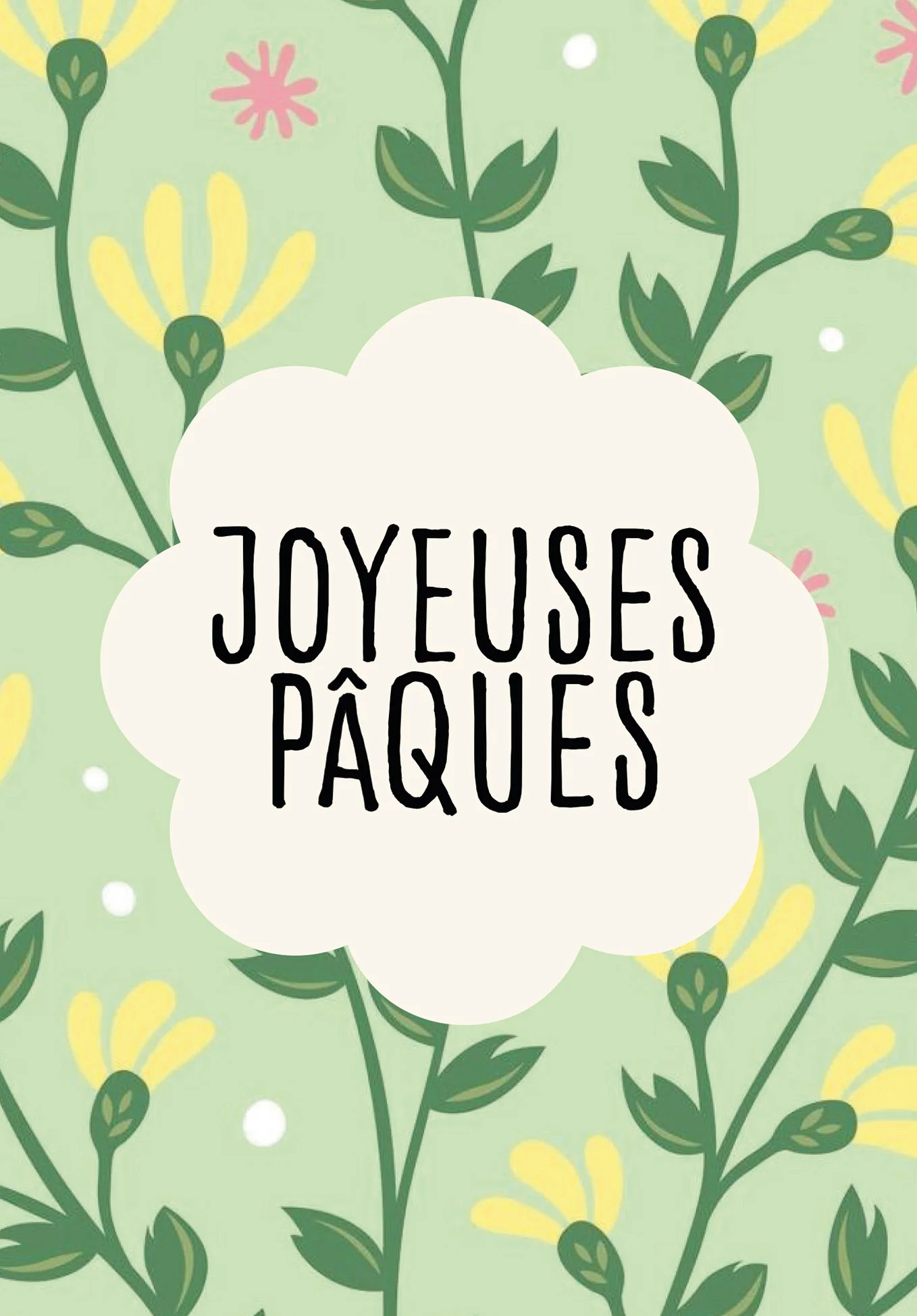 Joyeuses Pâques - Motif floral vert - Image 2