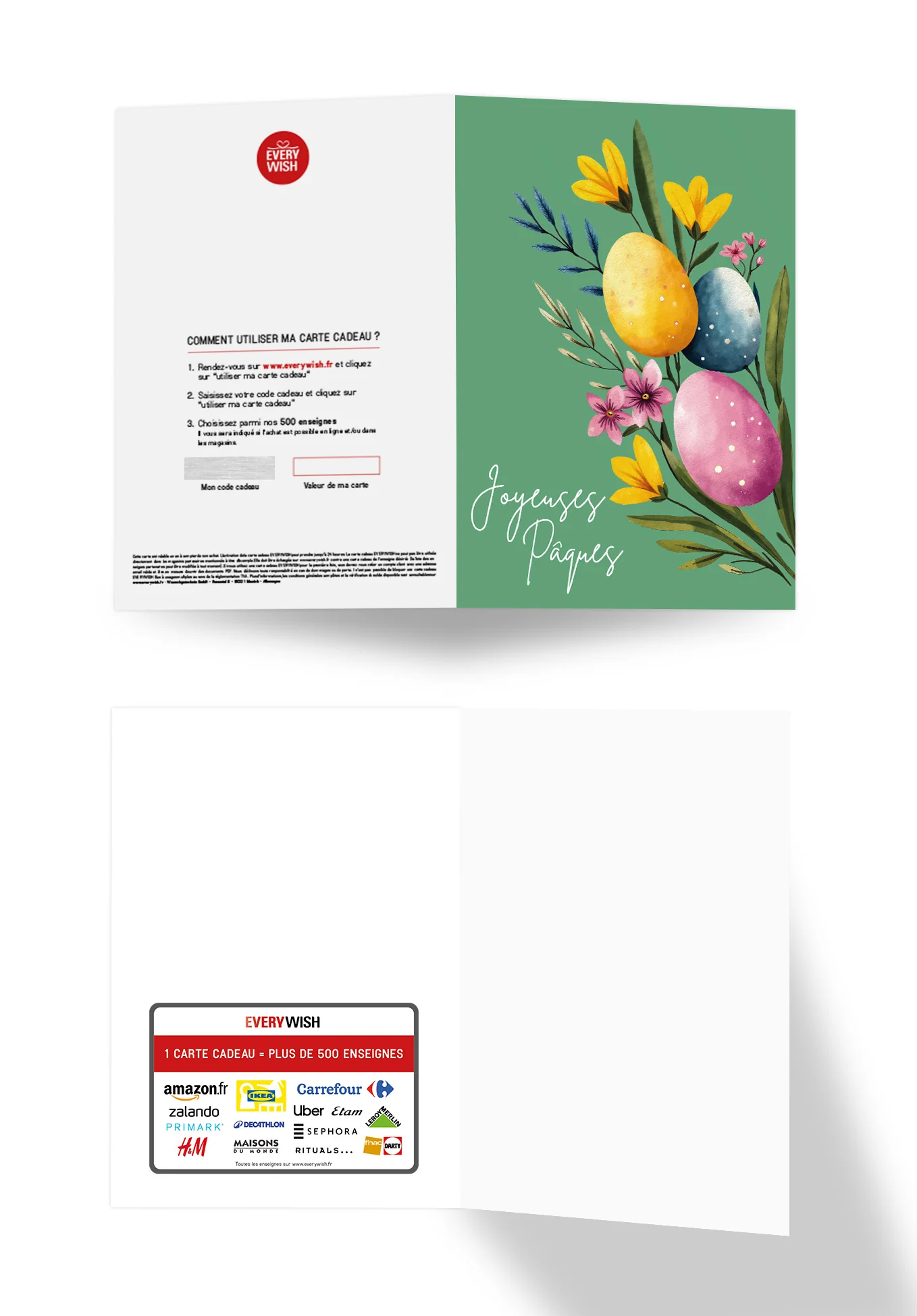 Joyeuses Pâques - Œufs et fleurs vertes - Image 3