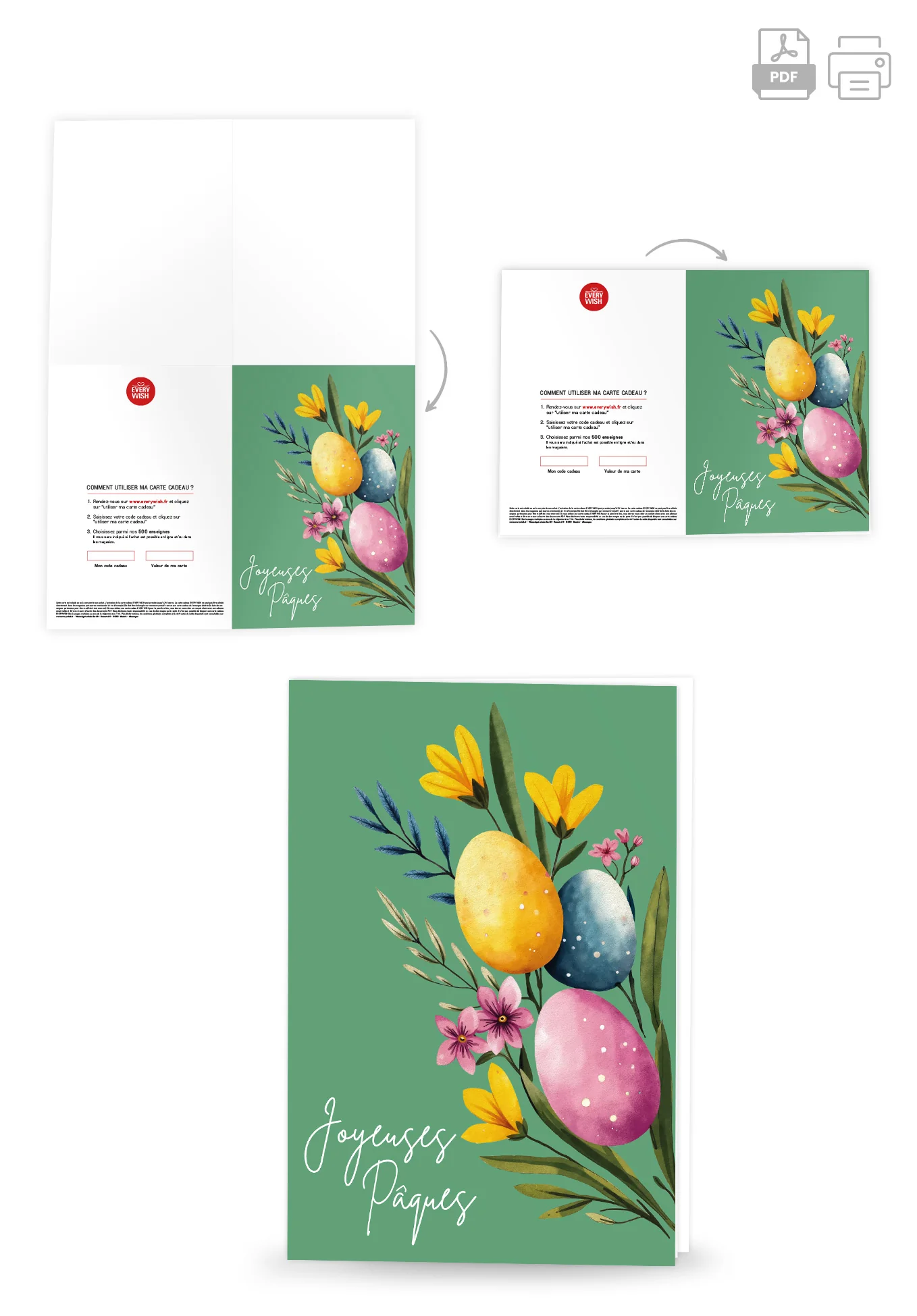 Joyeuses Pâques - Œufs et fleurs vertes - Image 4