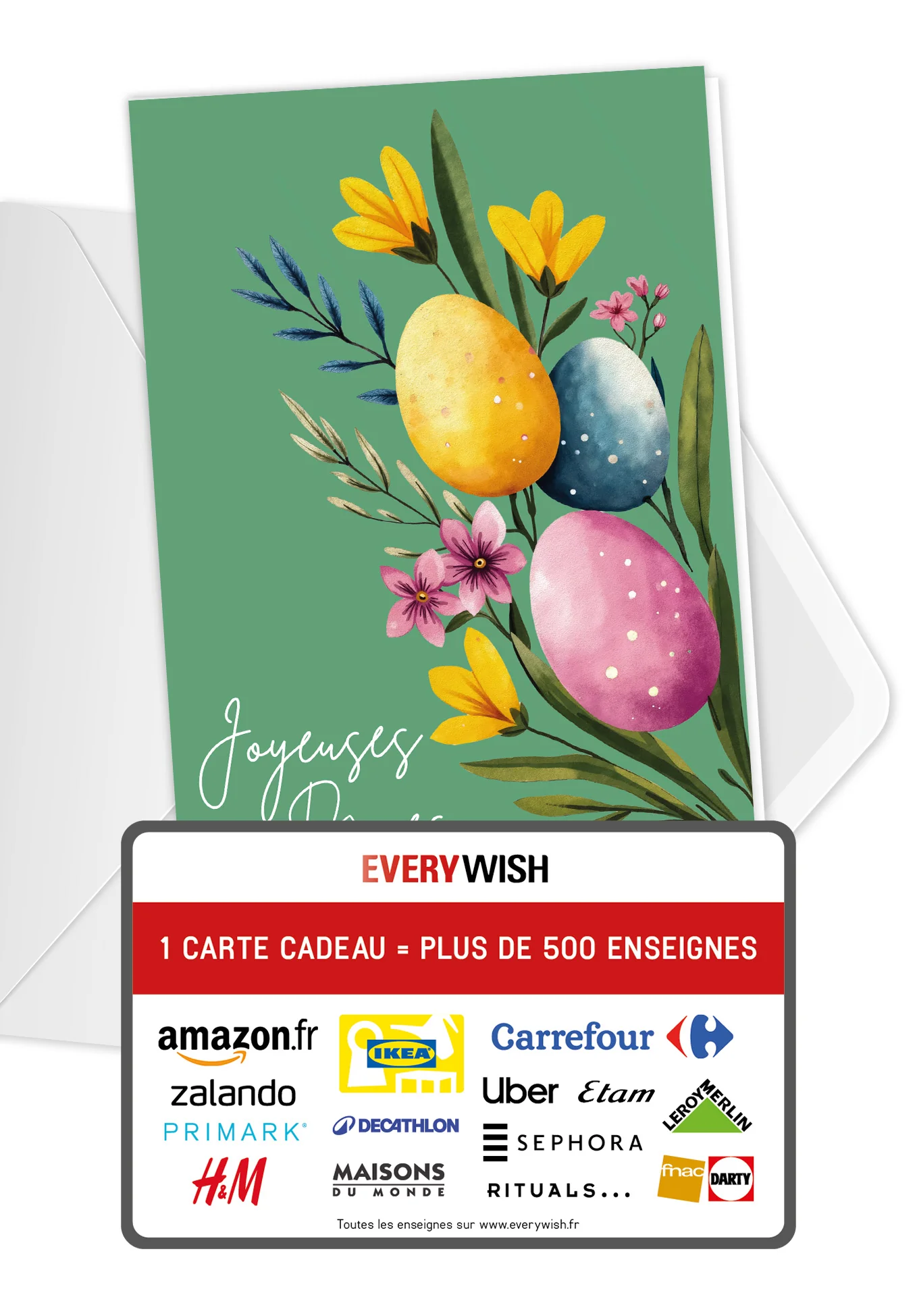 Joyeuses Pâques - Œufs et fleurs vertes PDF