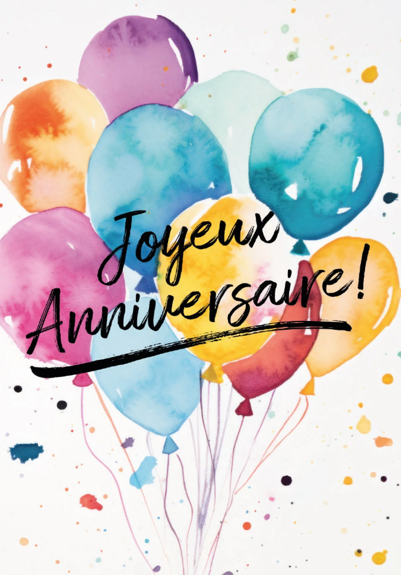 Joyeux anniversaire - Ballons Aquarelle PDF - Image 2