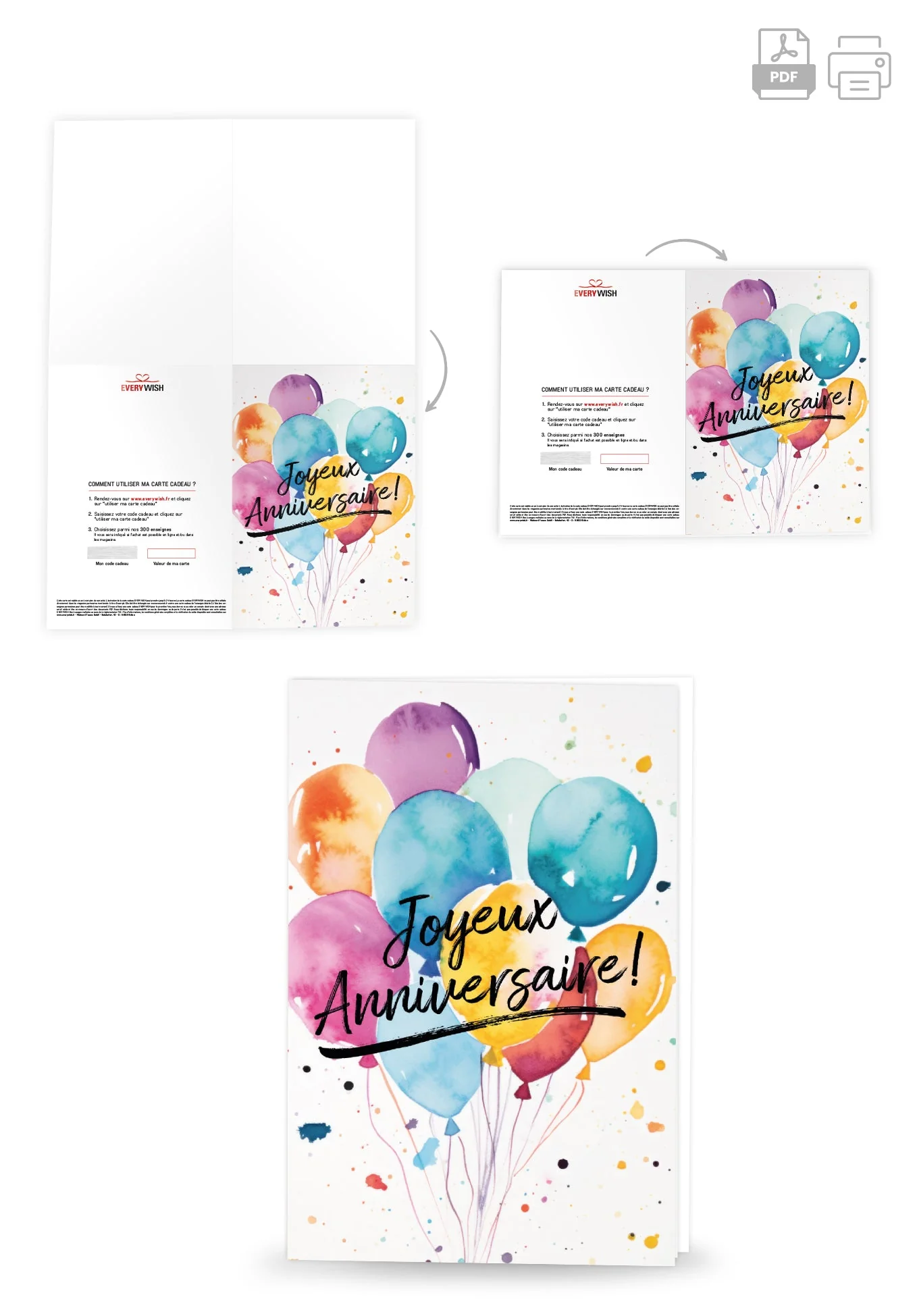 Joyeux anniversaire - Ballons Aquarelle PDF - Image 4