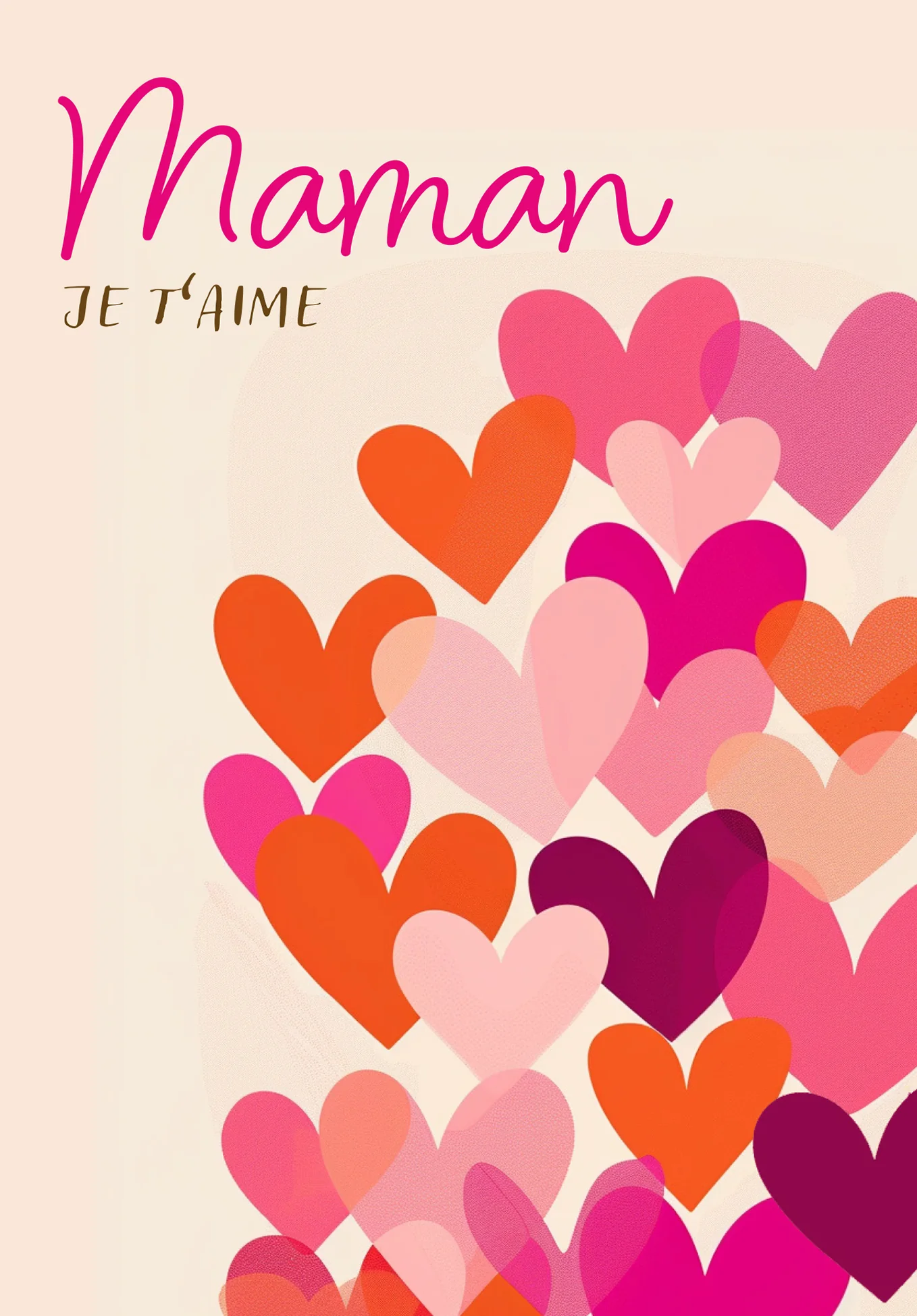 Maman Je t'aime - Cœurs rose orange - Image 2