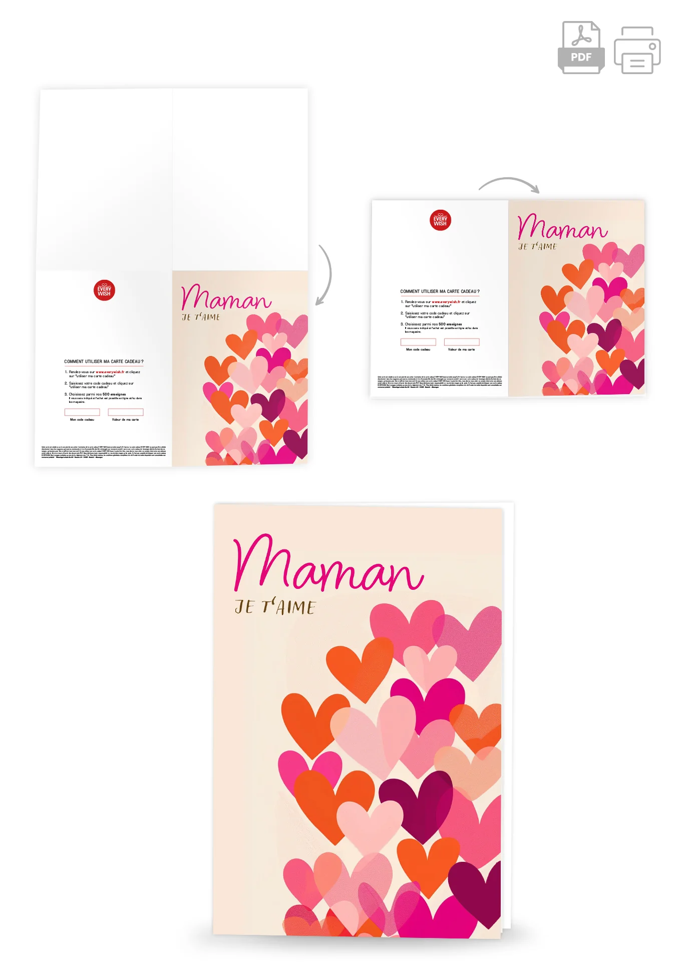 Maman Je t'aime - Cœurs rose orange - Image 4