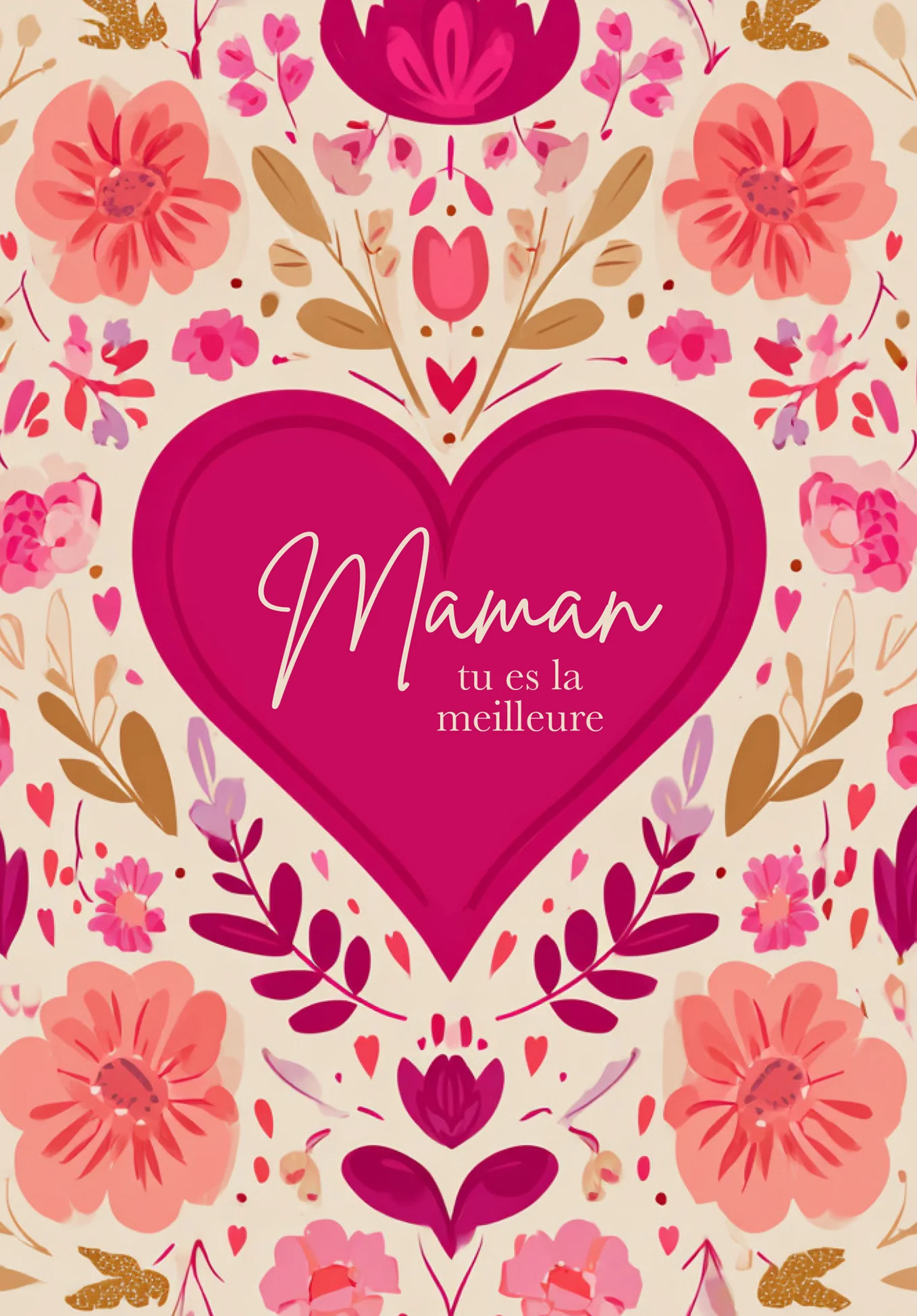 Maman tu es la meilleure - Un cœur à motif floral - Image 2
