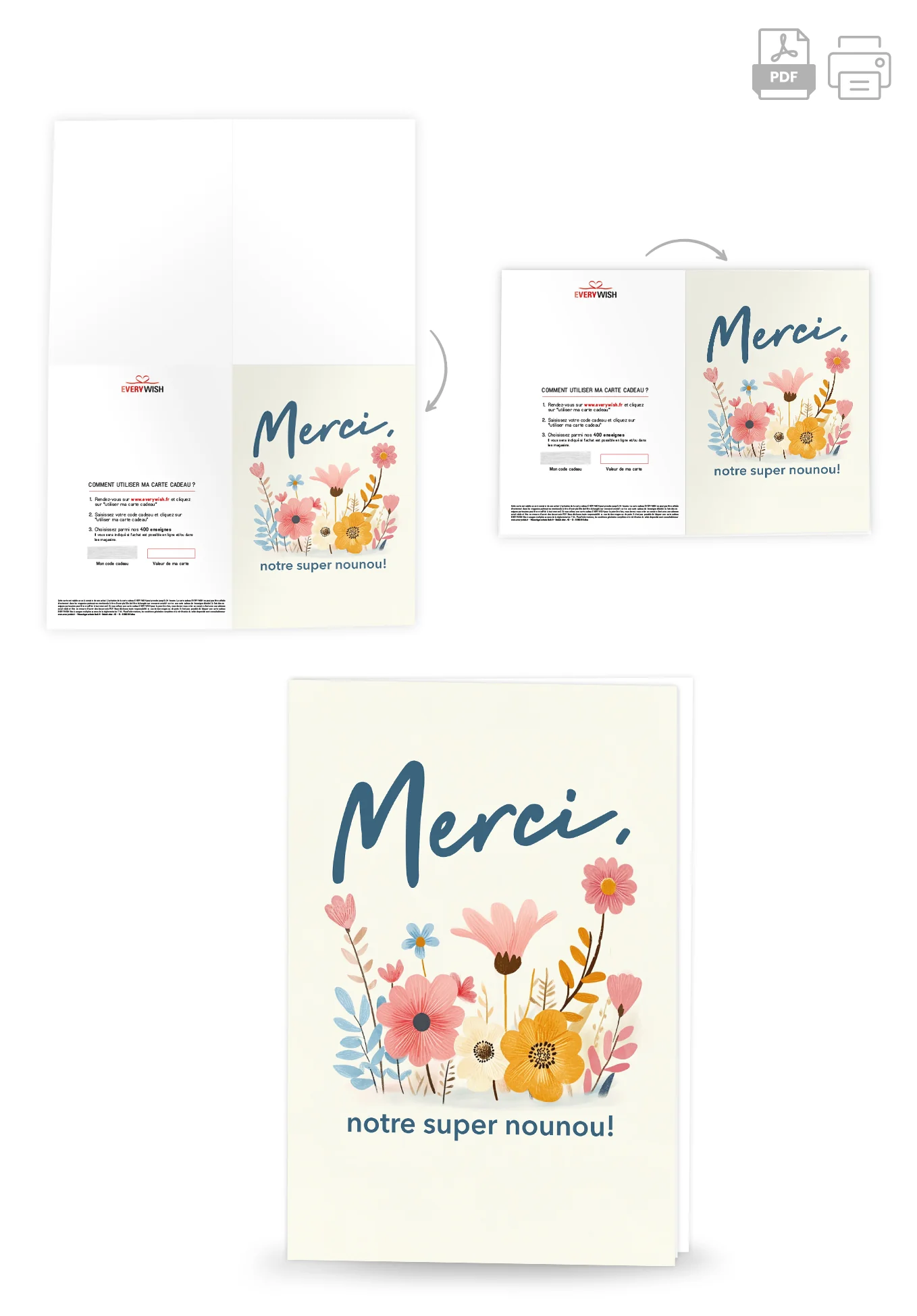 Merci nounou - Fleurs colorées - Image 4
