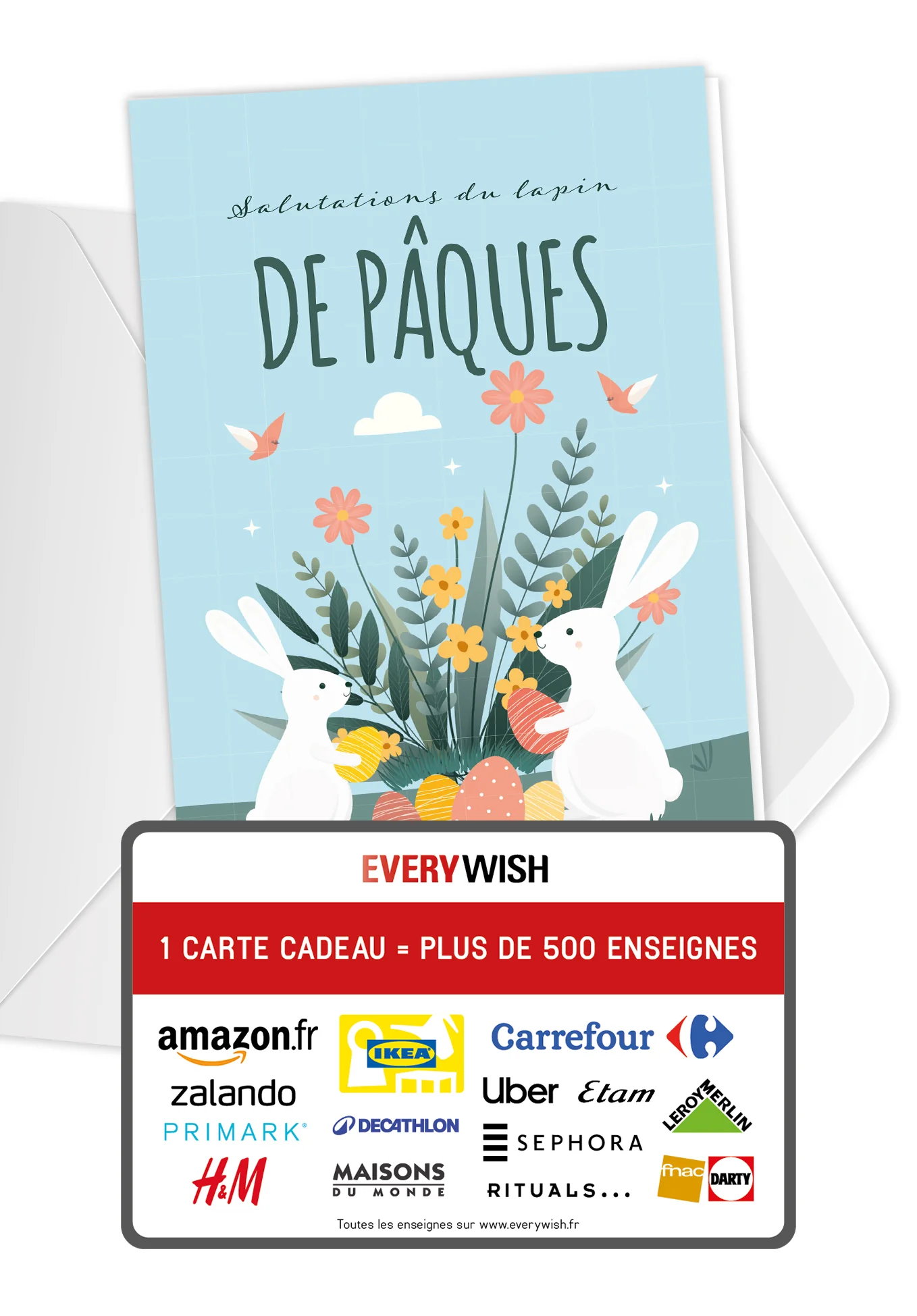 Salutations du lapin de Pâques - Lapin et fleurs PDF