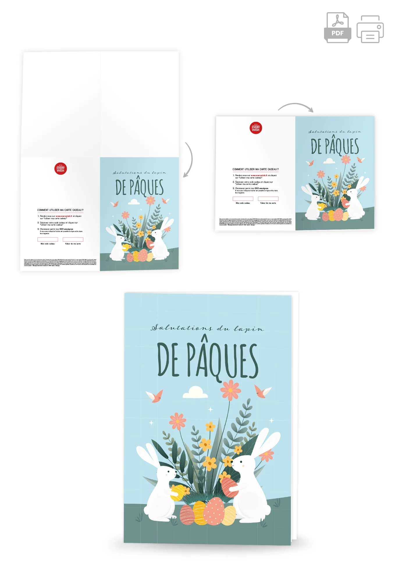 Salutations du lapin de Pâques - Lapin et fleurs PDF - Image 4